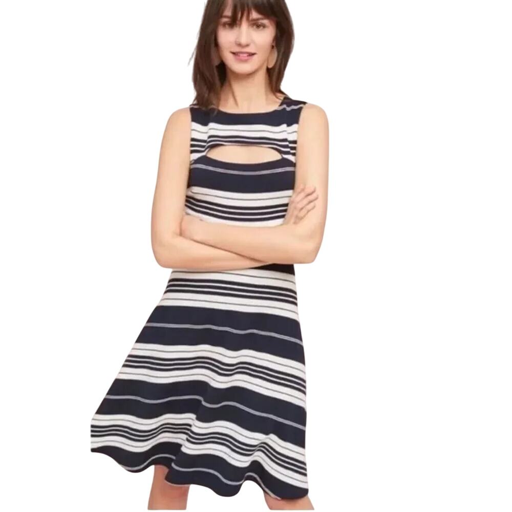 Maeve by Anthropologie Riley Stripe Cut Out Dress, Size 10, New w/ Tag MSRP $138